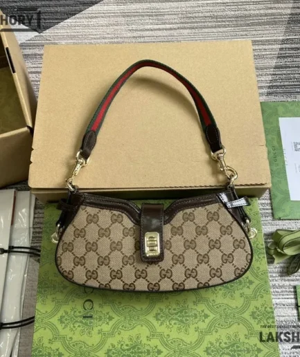 Gucci 1:1 Mirror Replica GG Canvas Mini Moon Side Shoulder Bag 24CM/9.4IN Gucci Replica Horsebit Bags