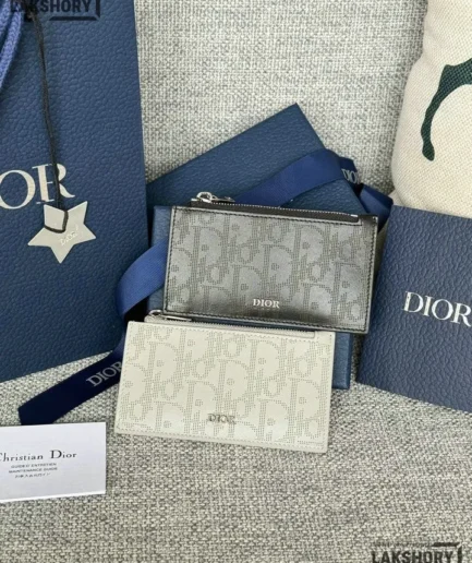 Dior 1:1 Mirror Replica Oblique Leather Passport Case Zip Card Holder 8.5CM/3.3IN Christian Dior Replica Wallets