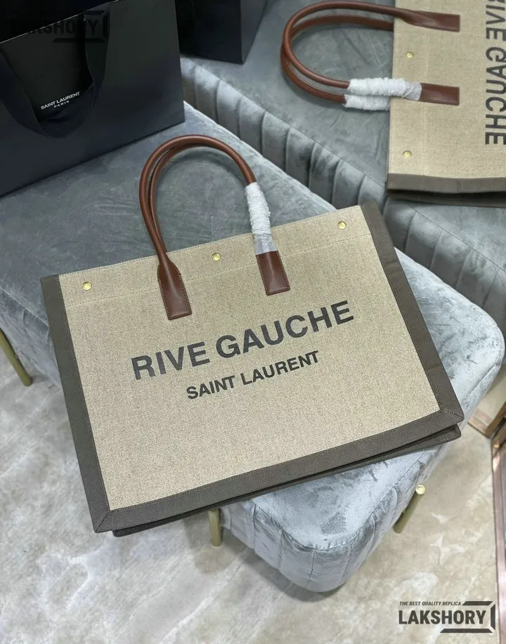 YSL 1:1 Mirror Replica Linen Calfskin Rive Gauche Tote Natural 48CM/18.9IN Replica Tote Bags YSL 1:1 Mirror Replica Linen Calfskin Rive Gauche Tote Natural 48CM/18.9IN Replica Tote Bags