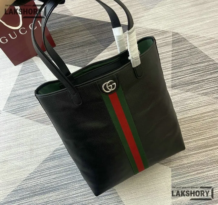 Gucci 1:1 Mirror Replica Ophidia Large Tote Bag Black Soft Leather 43CM/16.9IN Gucci Replica Ophidia Bags Gucci 1:1 Mirror Replica Ophidia Large Tote Bag Black Soft Leather 43CM/16.9IN Gucci Replica Ophidia Bags