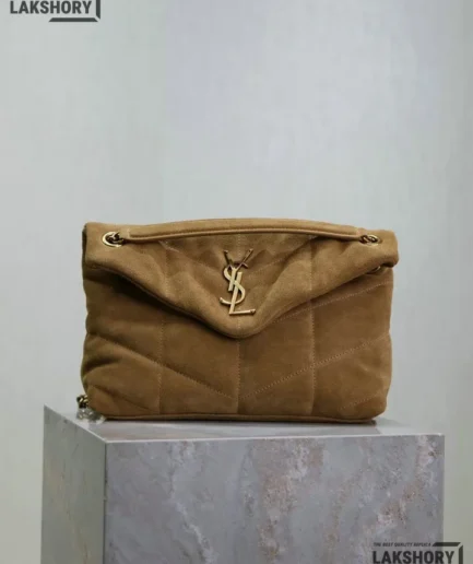 YSL 1:1 Mirror Replica Suede Toy Loulou Puffer Shoulder Bag 29CM/11.4IN Replica Crossbody Bags