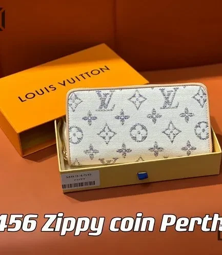 Louis Vuitton 1:1 Mirror Replica Zippy Wallet Mahina Leather White Blue 19.5CM/7.7IN Louis Vuitton Replica Wallets