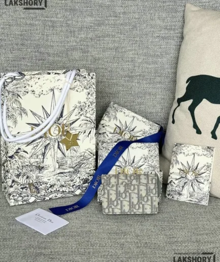 Dior 1:1 Mirror Replica Oblique Saddle Card Holder 7CM/2.8IN Christian Dior Replica Wallets