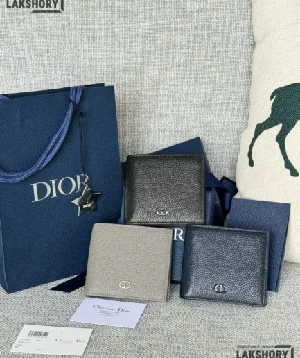Dior 1:1 Mirror Replica Grained Leather CD Icon Bifold Wallet 9.5CM/3.7IN Christian Dior Replica Wallets