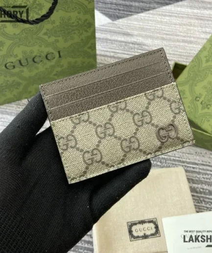 Gucci 1:1 Mirror Replica Monogram Card Holder Wallet 8CM/3.1IN Gucci Replica Wallets