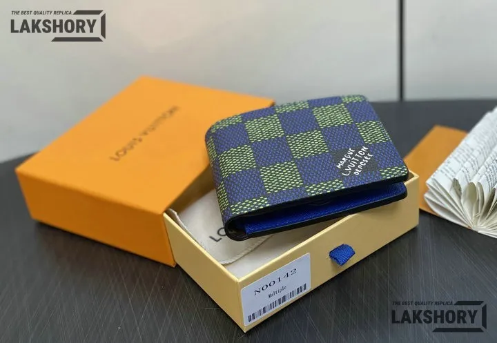 Louis Vuitton 1:1 Mirror Replica Multiple Wallet Damier Heritage Blue Green 19.5CM/7.7IN Louis Vuitton Replica Wallets Louis Vuitton 1:1 Mirror Replica Multiple Wallet Damier Heritage Blue Green 19.5CM/7.7IN Louis Vuitton Replica Wallets