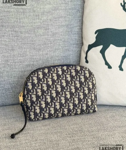Dior 1:1 Mirror Replica Oblique 30 Montaigne Cosmetic Pouch Blue 24CM/9.4IN Christian Dior Replica 30 Montaigne
