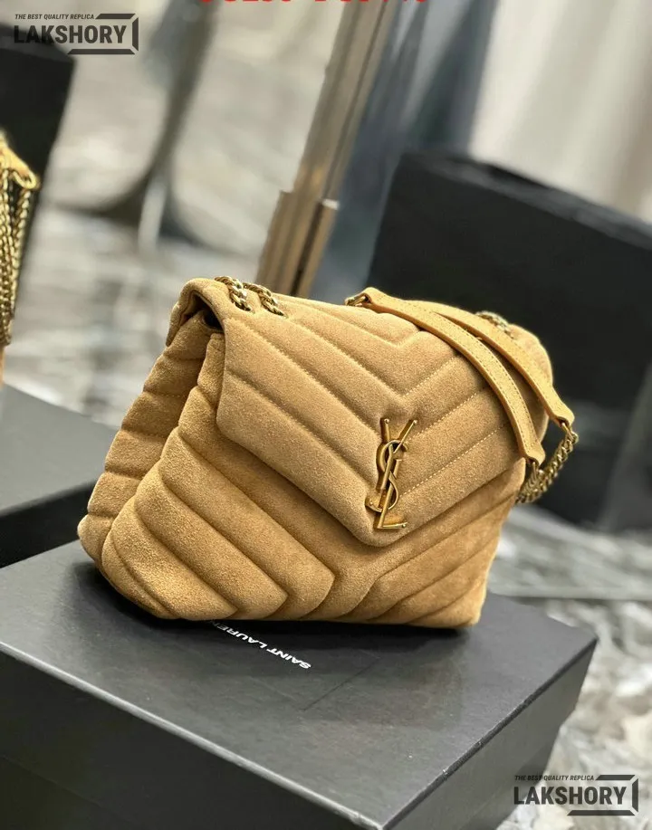 YSL 1:1 Mirror Replica Suede Calfskin Small Loulou Chain Satchel 24CM/9.4IN Replica Crossbody Bags YSL 1:1 Mirror Replica Suede Calfskin Small Loulou Chain Satchel 24CM/9.4IN Replica Crossbody Bags