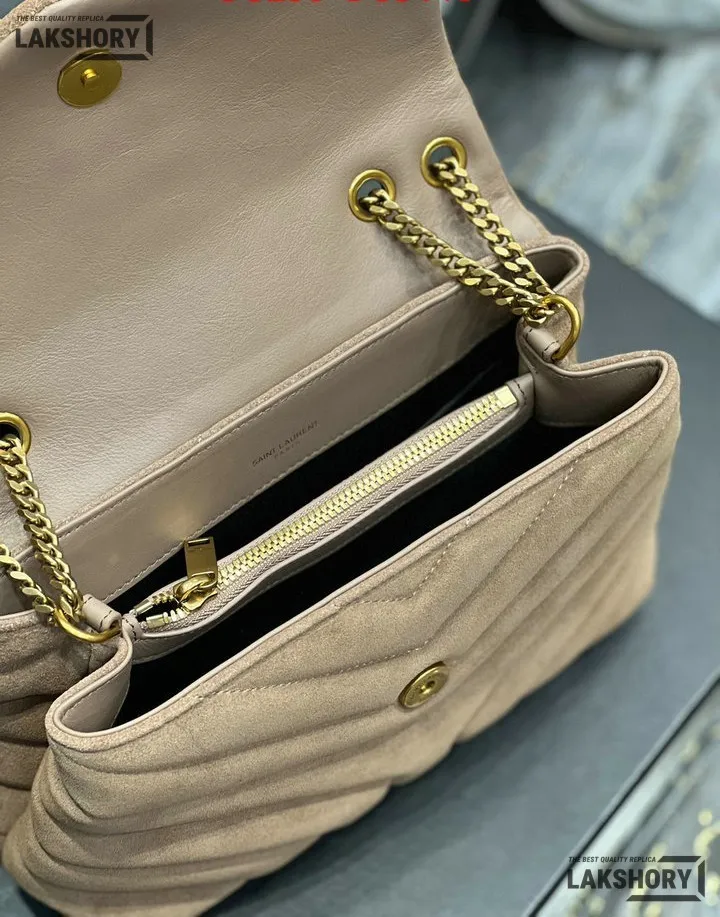 YSL 1:1 Mirror Replica Suede Calfskin Small Loulou Chain Satchel 24CM/9.4IN Replica Crossbody Bags YSL 1:1 Mirror Replica Suede Calfskin Small Loulou Chain Satchel 24CM/9.4IN Replica Crossbody Bags