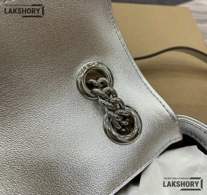 Gucci 1:1 Mirror Replica Matelasse Mini GG Marmont Silver 22CM/8.7IN Gucci Replica Marmont Bags Gucci 1:1 Mirror Replica Matelasse Mini GG Marmont Silver 22CM/8.7IN Gucci Replica Marmont Bags