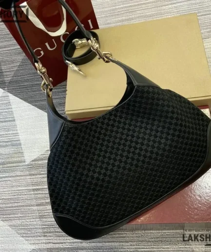 Gucci 1:1 Mirror Replica B Medium Shoulder Bag GG Suede 42CM/16.5IN Gucci Replica Jackie Bags