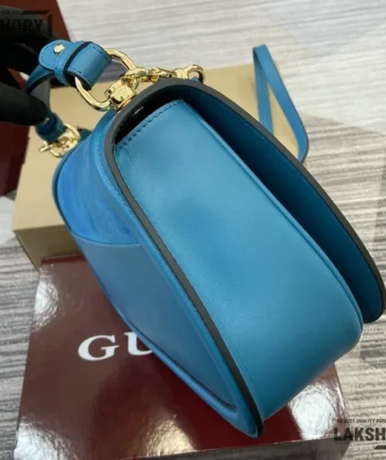 Gucci 1:1 Mirror Replica Blondie Large Top Handle Bag Blue Gucci Replica Blondie Bags