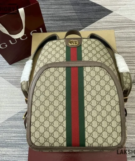 Gucci 1:1 Mirror Replica Ophidia GG Supreme Medium Backpack Beige 39.5CM/15.6IN Gucci Replica Backpacks