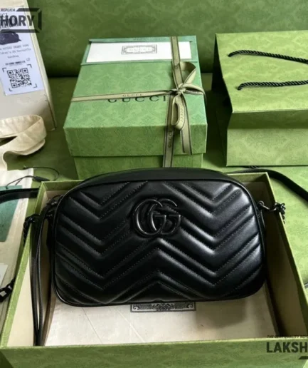 Gucci 1:1 Mirror Replica GG Marmont Small Leather Camera Bag 24CM/9.4IN Gucci Replica Marmont Bags