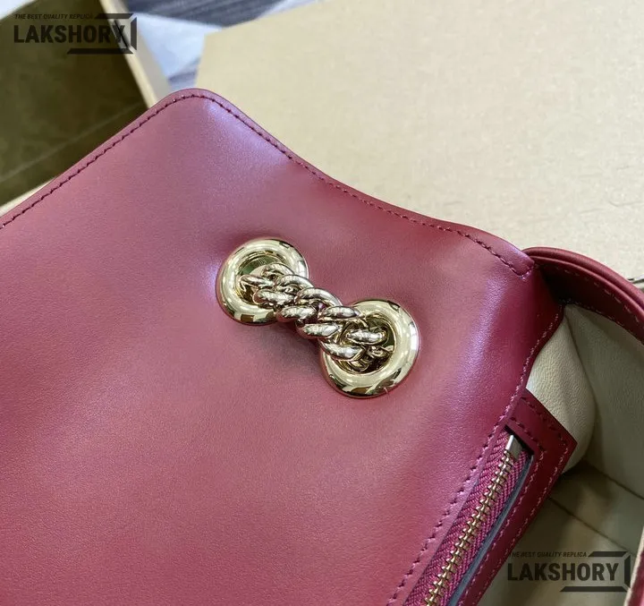 Gucci 1:1 Mirror Replica GG Marmont Medium Leather Bag Red 26CM/10.2IN Gucci Replica Marmont Bags Gucci 1:1 Mirror Replica GG Marmont Medium Leather Bag Red 26CM/10.2IN Gucci Replica Marmont Bags
