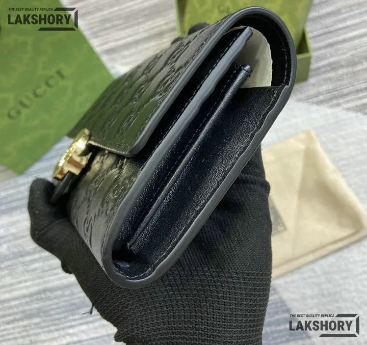 Gucci 1:1 Mirror Replica Guccissima GG Continental Wallet Black 19.5CM/7.7IN Gucci Replica Wallets Gucci 1:1 Mirror Replica Guccissima GG Continental Wallet Black 19.5CM/7.7IN Gucci Replica Wallets