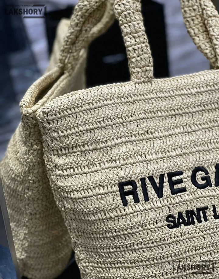 YSL 1:1 Mirror Replica Raffia Embroidered Rive Gauche Tote Bag 38CM/15IN Replica Tote Bags YSL 1:1 Mirror Replica Raffia Embroidered Rive Gauche Tote Bag 38CM/15IN Replica Tote Bags