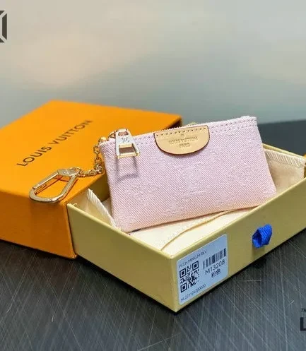 Louis Vuitton 1:1 Mirror Replica Key Pouch Monogram Denim 7CM/2.8IN Louis Vuitton Replica Wallets