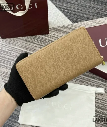 Gucci 1:1 Mirror Replica Petit GG Marmont Zip Around Wallet Beige 19CM/7.5IN Gucci Replica Wallets