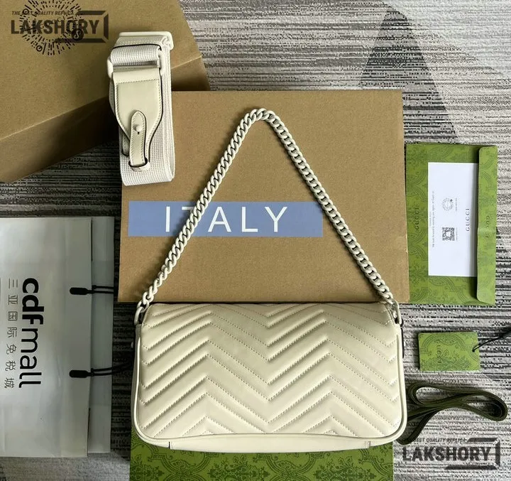 Gucci 1:1 Mirror Replica Matelasse GG Marmont 2.0 Monochrome Bag 26.5CM/10.4IN Gucci Replica Marmont Bags Gucci 1:1 Mirror Replica Matelasse GG Marmont 2.0 Monochrome Bag 26.5CM/10.4IN Gucci Replica Marmont Bags