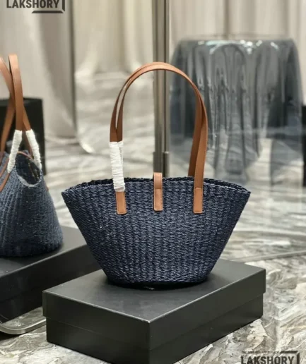 ysl 1:1 mirror replica saint laurent saint laurent panier raffia tote bag in beige 42cm/16.5in