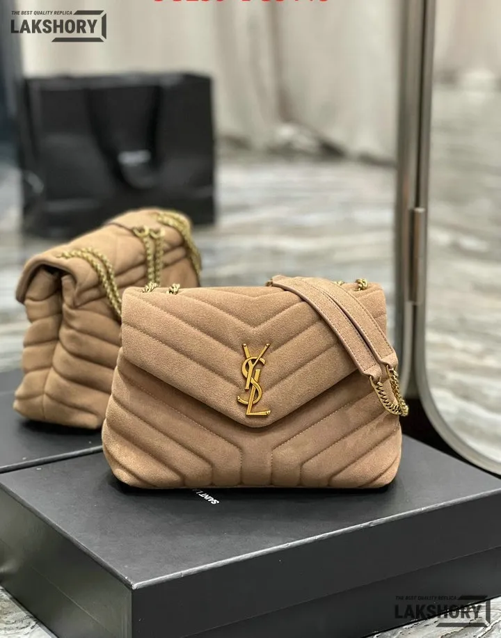 YSL 1:1 Mirror Replica Suede Calfskin Small Loulou Chain Satchel 24CM/9.4IN Replica Crossbody Bags YSL 1:1 Mirror Replica Suede Calfskin Small Loulou Chain Satchel 24CM/9.4IN Replica Crossbody Bags