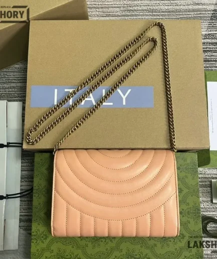 Gucci 1:1 Mirror Replica Aria GG Marmont Chain Wallet Camelia 20CM/7.9IN Gucci Replica Marmont Bags