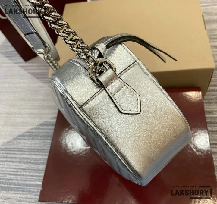 Gucci 1:1 Mirror Replica Matelasse Small GG Chain Marmont White 24CM/9.4IN Gucci Replica Marmont Bags Gucci 1:1 Mirror Replica Matelasse Small GG Chain Marmont White 24CM/9.4IN Gucci Replica Marmont Bags
