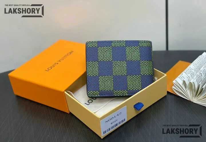 Louis Vuitton 1:1 Mirror Replica Multiple Wallet Damier Heritage Blue Green 19.5CM/7.7IN Louis Vuitton Replica Wallets Louis Vuitton 1:1 Mirror Replica Multiple Wallet Damier Heritage Blue Green 19.5CM/7.7IN Louis Vuitton Replica Wallets