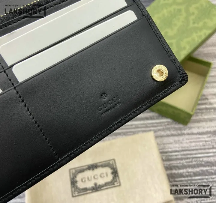 Gucci 1:1 Mirror Replica GG Emblem Continental Wallet Beige Black 11CM/4.3IN Gucci Replica Wallets Gucci 1:1 Mirror Replica GG Emblem Continental Wallet Beige Black 11CM/4.3IN Gucci Replica Wallets