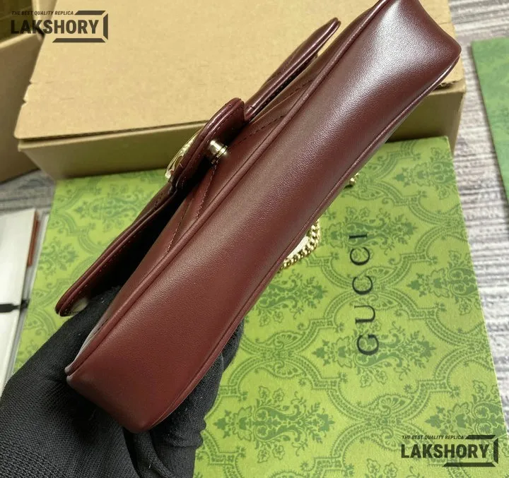 Gucci 1:1 Mirror Replica Marmont Small Burgundy Shoulder Bag 21CM/8.3IN Gucci Replica Marmont Bags Gucci 1:1 Mirror Replica Marmont Small Burgundy Shoulder Bag 21CM/8.3IN Gucci Replica Marmont Bags