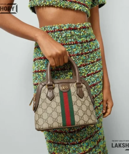 Gucci 1:1 Mirror Replica Mini Top Handle Ophidia Dome Brown 20.5CM/8.1IN Gucci Replica Ophidia Bags