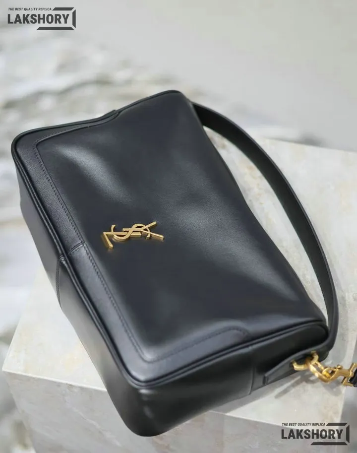 YSL 1:1 Mirror Replica Camera Supple Shoulder Bag Black 28CM/11IN Replica Hobo Bags YSL 1:1 Mirror Replica Camera Supple Shoulder Bag Black 28CM/11IN Replica Hobo Bags