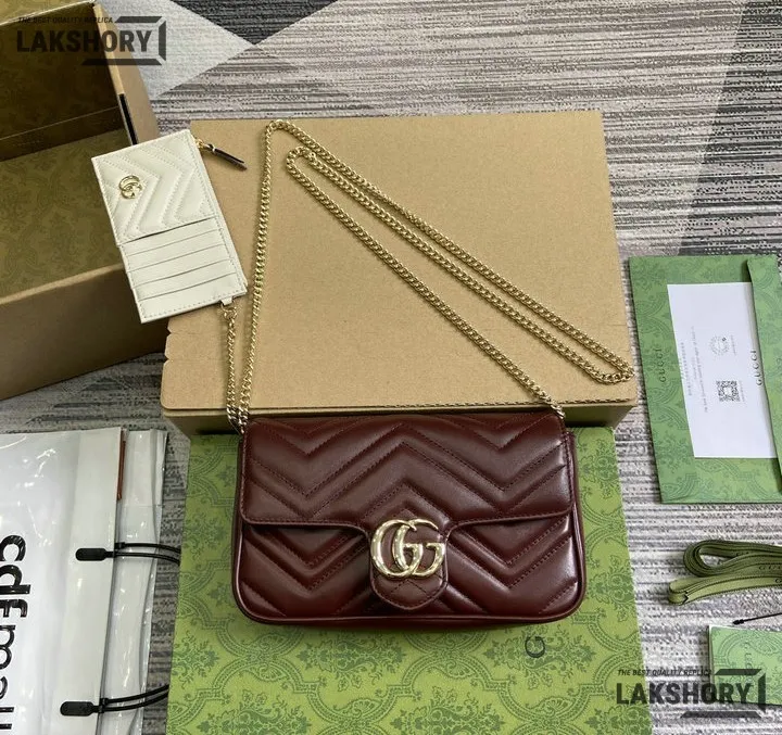 Gucci 1:1 Mirror Replica Marmont Small Burgundy Shoulder Bag 21CM/8.3IN Gucci Replica Marmont Bags Gucci 1:1 Mirror Replica Marmont Small Burgundy Shoulder Bag 21CM/8.3IN Gucci Replica Marmont Bags