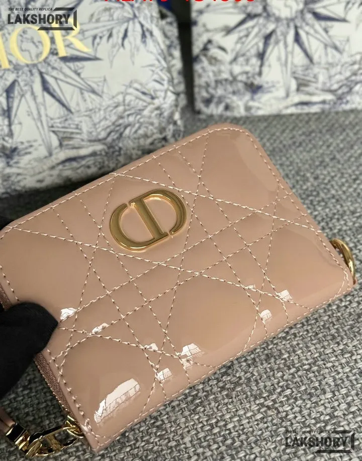 Dior 1:1 Mirror Replica Dior Microcannage Patent Leather Croisiere Wallet on Chain 11CM/4.3IN Christian Dior Replica Wallets Dior 1:1 Mirror Replica Dior Microcannage Patent Leather Croisiere Wallet on Chain 11CM/4.3IN Christian Dior Replica Wallets