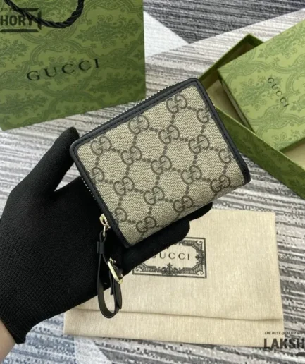 Gucci 1:1 Mirror Replica GG Emblem Zip Mini Wallet 11CM/4.3IN Gucci Replica Wallets