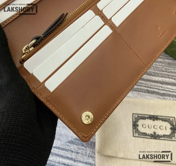 Gucci 1:1 Mirror Replica GG Emblem Continental Wallet Beige Black 11CM/4.3IN Gucci Replica Wallets Gucci 1:1 Mirror Replica GG Emblem Continental Wallet Beige Black 11CM/4.3IN Gucci Replica Wallets