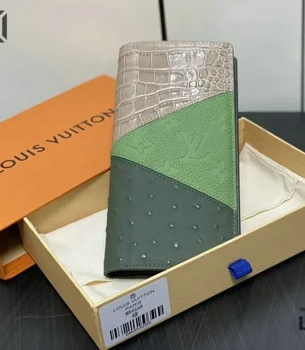 Louis Vuitton 1:1 Mirror Replica Crocodile Ostrich Monogram Eclipse Brazza Wallet 19CM/7.5IN Louis Vuitton Replica Wallets