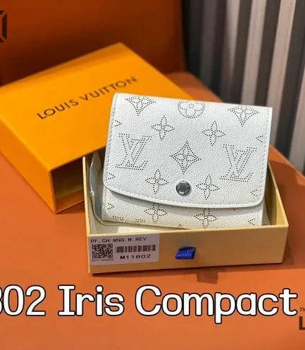 Louis Vuitton 1:1 Mirror Replica Portefeuille Iris Compact Bi-fold Wallet Mahina 12CM/4.7IN Louis Vuitton Replica Wallets
