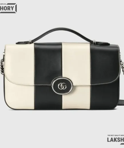 Gucci 1:1 Mirror Replica Senna Lines Petite GG Black Mystic White 27CM/10.6IN Gucci Replica Marmont Bags
