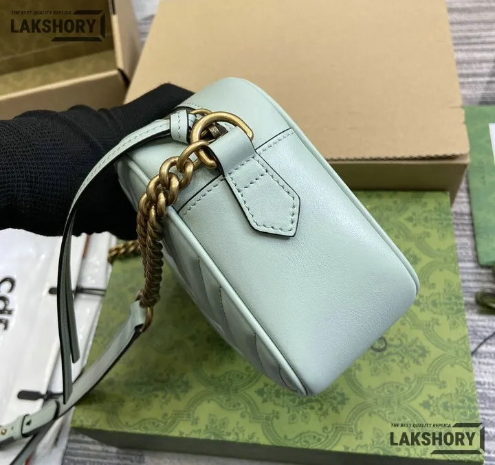 Gucci 1:1 Mirror Replica Medium GG Marmont Chain Light Blue 24CM/9.4IN Gucci Replica Marmont Bags Gucci 1:1 Mirror Replica Medium GG Marmont Chain Light Blue 24CM/9.4IN Gucci Replica Marmont Bags