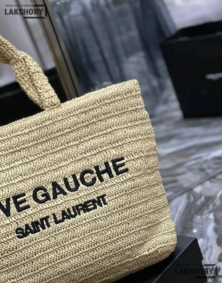 YSL 1:1 Mirror Replica Raffia Embroidered Rive Gauche Tote Bag 38CM/15IN Replica Tote Bags YSL 1:1 Mirror Replica Raffia Embroidered Rive Gauche Tote Bag 38CM/15IN Replica Tote Bags