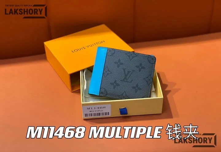 Louis Vuitton 1:1 Mirror Replica Multiple Wallet Monogram Eclipse Turquoise 9CM/3.5IN Louis Vuitton Replica Wallets Louis Vuitton 1:1 Mirror Replica Multiple Wallet Monogram Eclipse Turquoise 9CM/3.5IN Louis Vuitton Replica Wallets