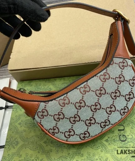 Gucci 1:1 Mirror Replica Ophidia Mini Shoulder Bag Brown 20CM/7.9IN Gucci Replica Ophidia Bags