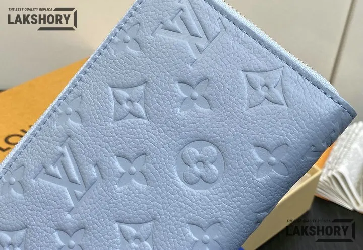 Louis Vuitton 1:1 Mirror Replica Monogram Empreinte Zippy Wallet Washed Blue 19.5CM/7.7IN Louis Vuitton Replica Wallets Louis Vuitton 1:1 Mirror Replica Monogram Empreinte Zippy Wallet Washed Blue 19.5CM/7.7IN Louis Vuitton Replica Wallets