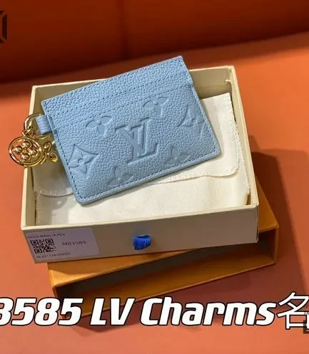 Louis Vuitton 1:1 Mirror Replica Empreinte Monogram LV Charms Card Holder Bleu Olympe 7CM/2.8IN Louis Vuitton Replica Wallets