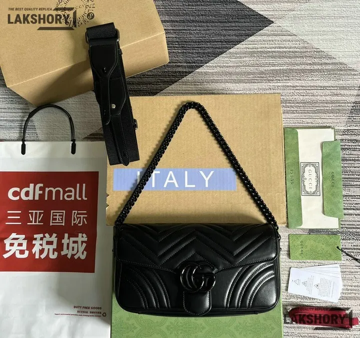 Gucci 1:1 Mirror Replica Matelasse GG Marmont 2.0 Monochrome Bag 26.5CM/10.4IN Gucci Replica Marmont Bags Gucci 1:1 Mirror Replica Matelasse GG Marmont 2.0 Monochrome Bag 26.5CM/10.4IN Gucci Replica Marmont Bags