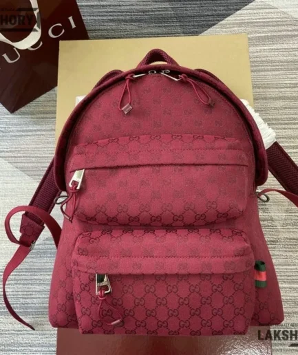 Gucci 1:1 Mirror Replica Large Backpack w/ Gucci Logo Rosso Ancora Red 40CM/15.7IN Gucci Replica Backpacks