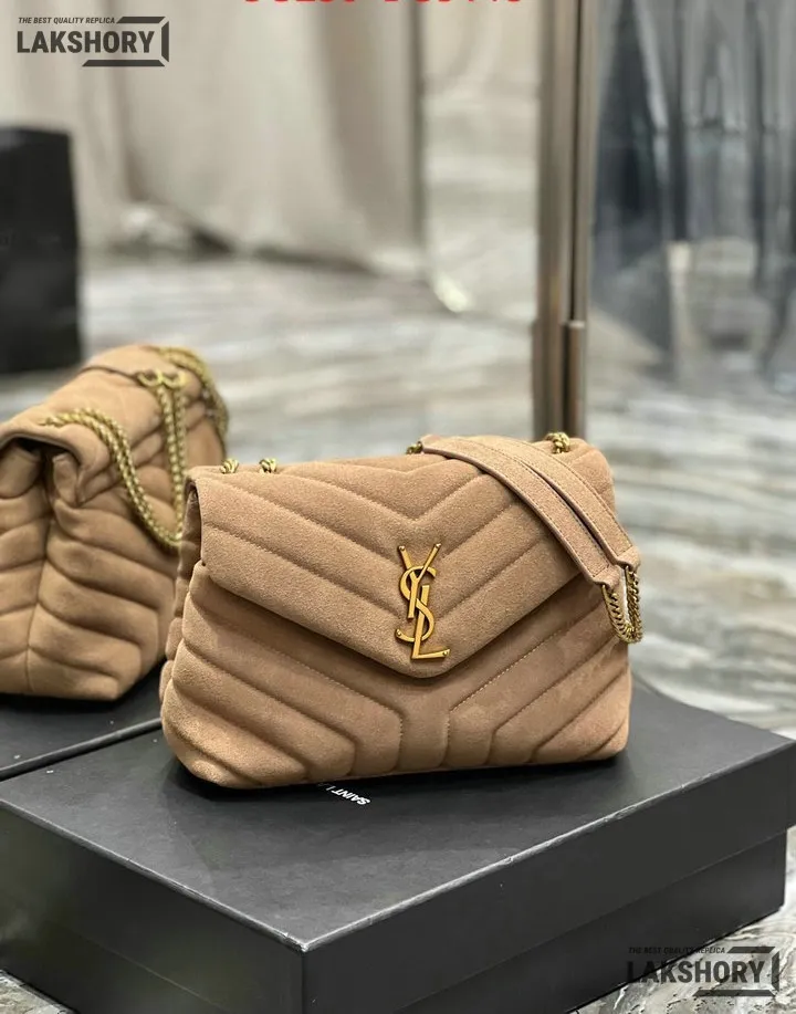 YSL 1:1 Mirror Replica Suede Calfskin Small Loulou Chain Satchel 24CM/9.4IN Replica Crossbody Bags YSL 1:1 Mirror Replica Suede Calfskin Small Loulou Chain Satchel 24CM/9.4IN Replica Crossbody Bags