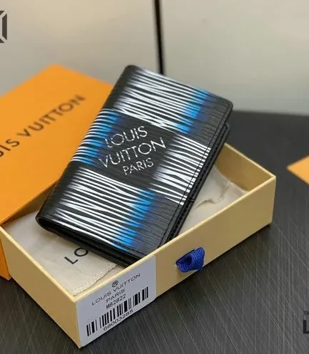 Louis Vuitton 1:1 Mirror Replica Damier Rush Epi XL Pocket Organizer Blue Moon 8CM/3.1IN Louis Vuitton Replica Wallets